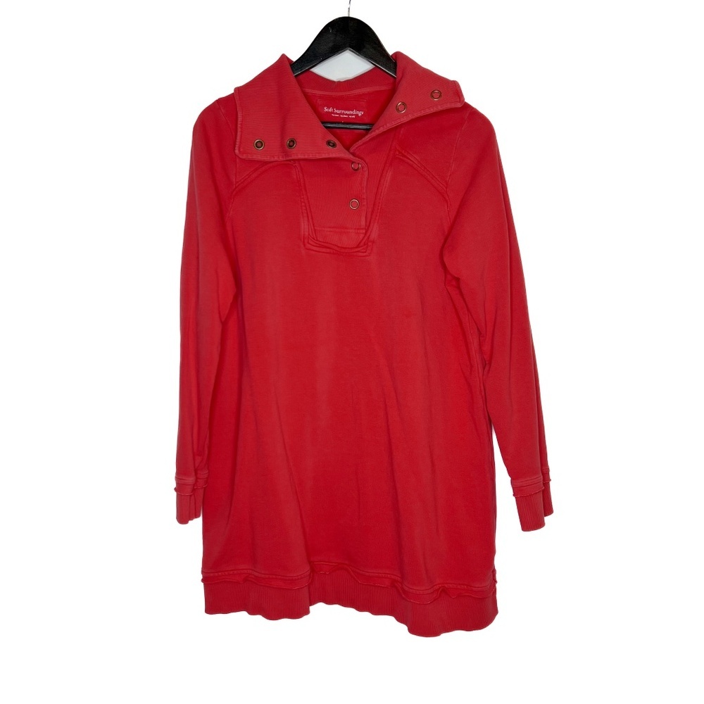 Soft Surroundings Sweater Red Long Sleeve Tunic Pullover